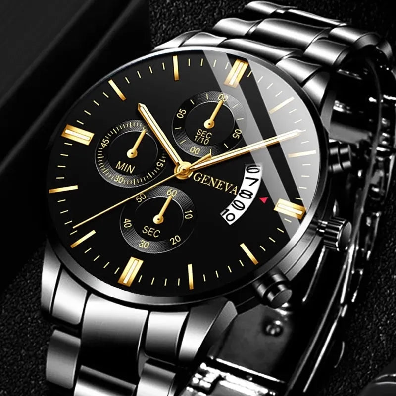 Men's Geneva Black Wristwatch – Azura