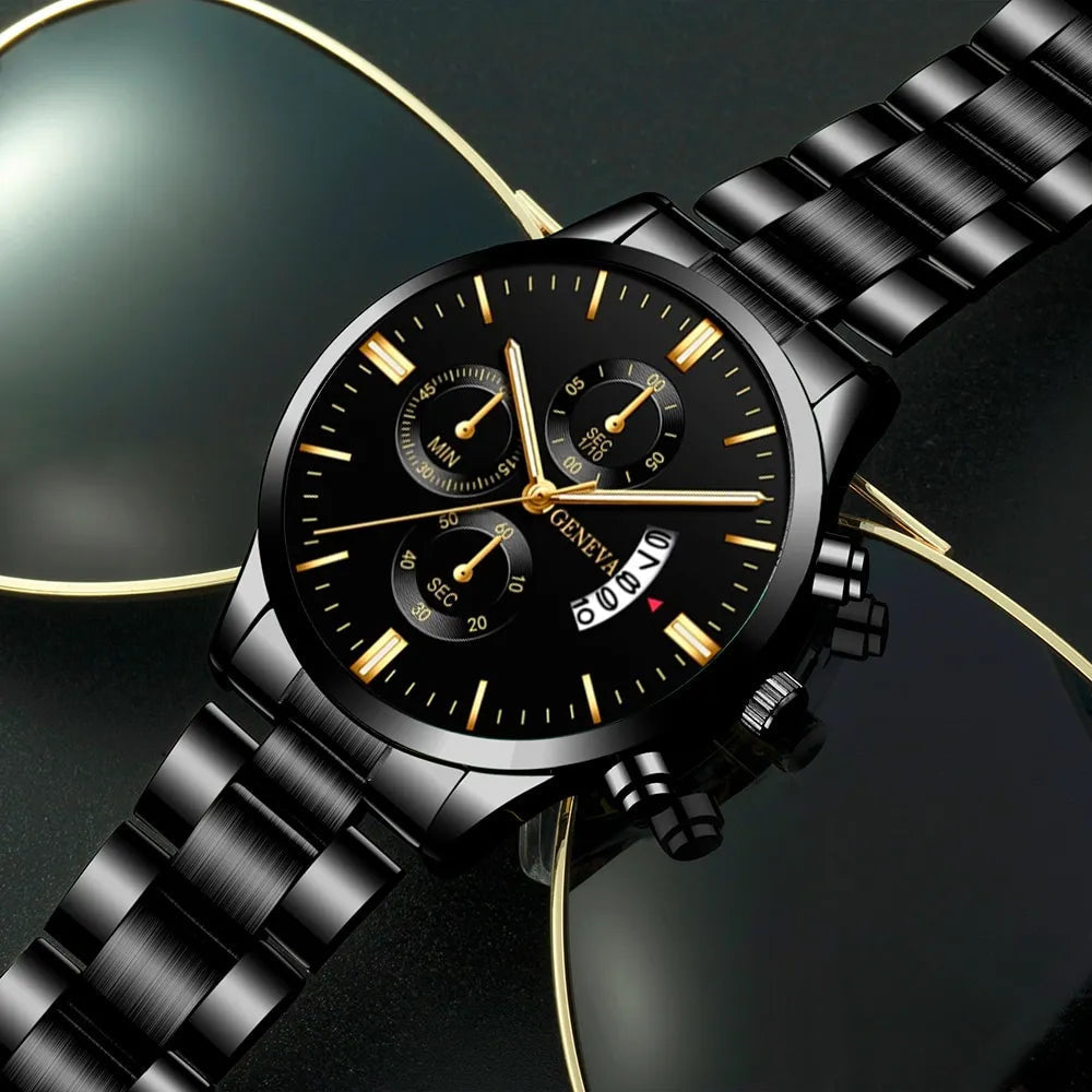 Men's Geneva Black Wristwatch – Azura