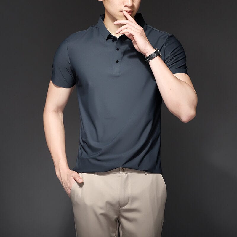 Men’s Silk Polo Shirt Slim Fit – Azura