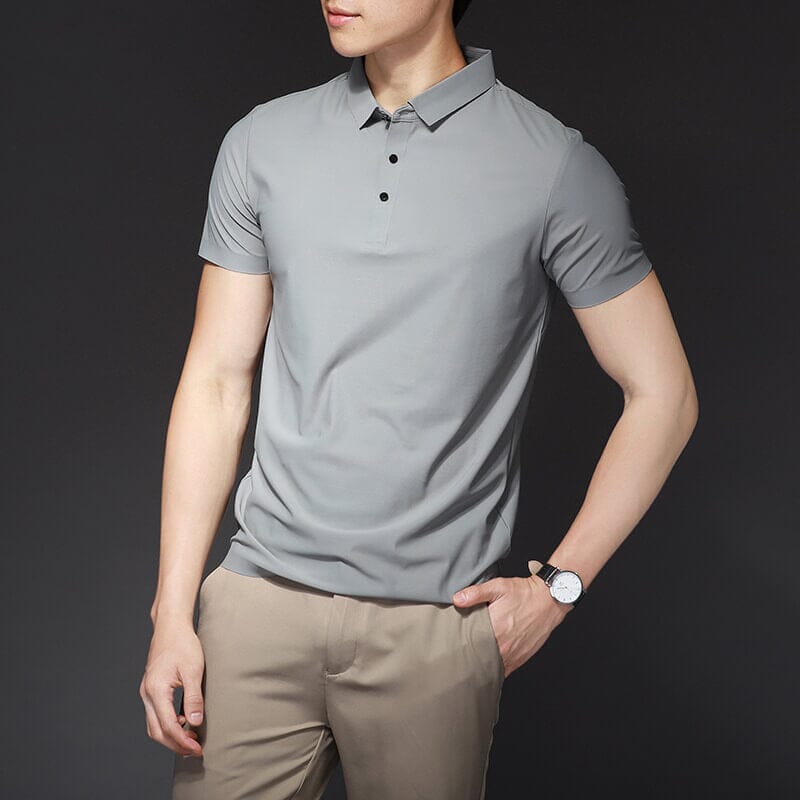 Men’s Silk Polo Shirt Slim Fit – Azura