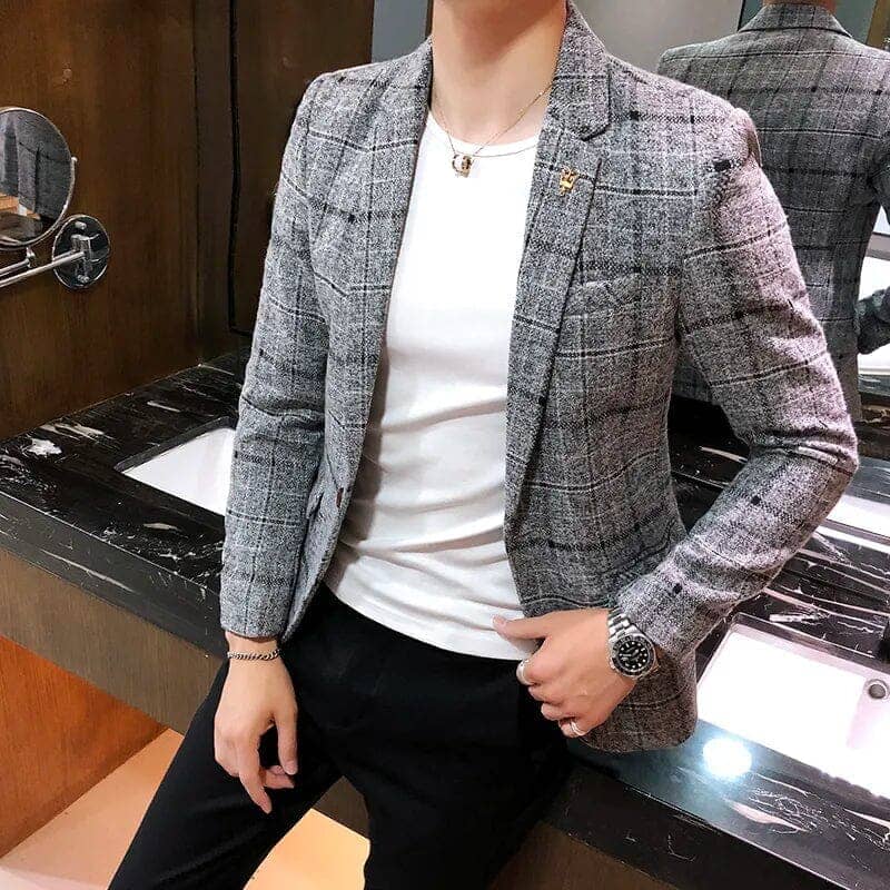 Men's Checked Blazer – Azura