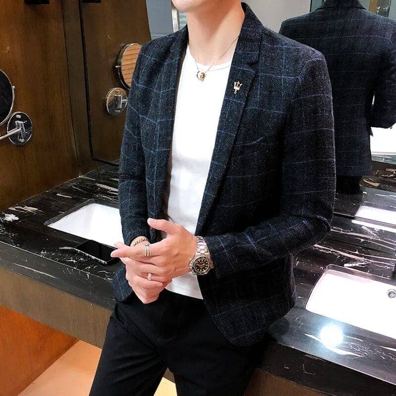 Men's Checked Blazer – Azura