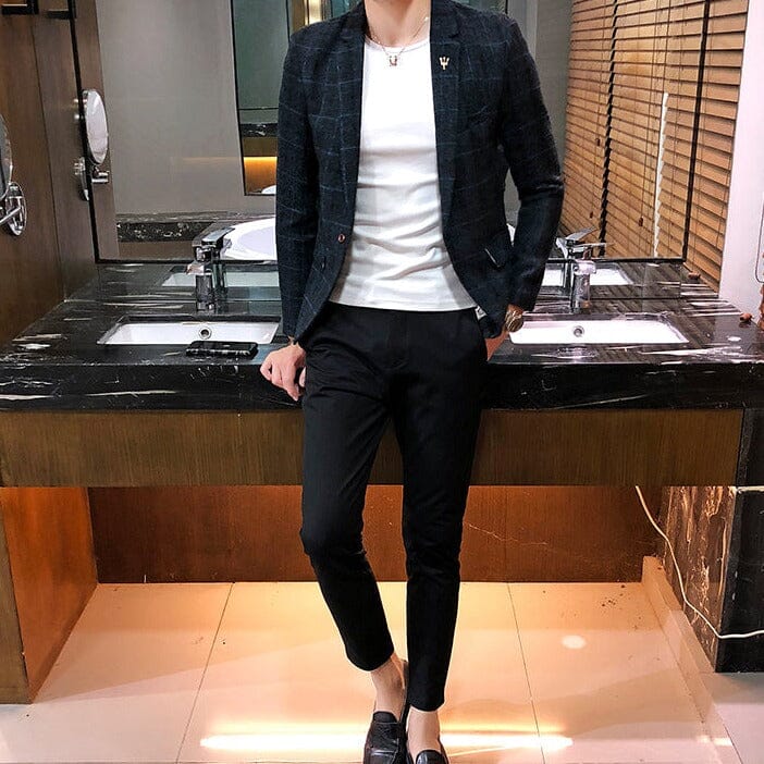 Men's Checked Blazer – Azura