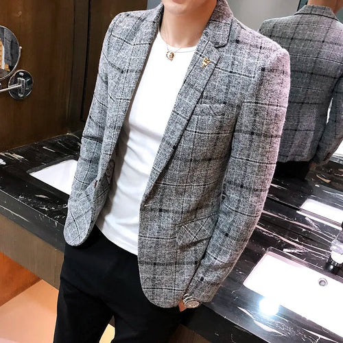 Men's Checked Blazer – Azura