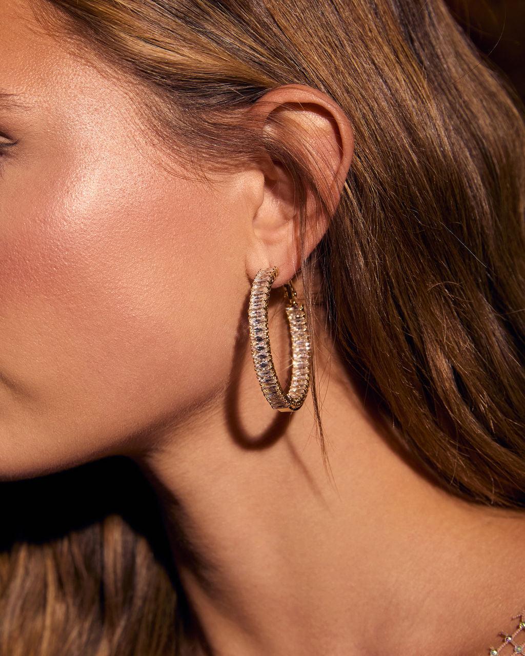 Going In Circles Rhinestone Hoop Earrings