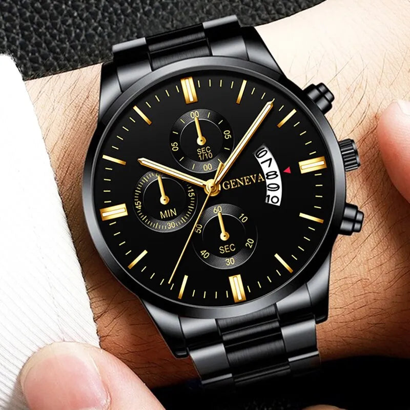 Men's Geneva Black Wristwatch – Azura