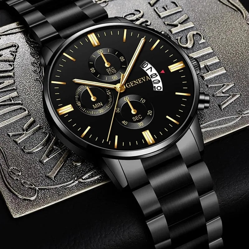Men's Geneva Black Wristwatch – Azura
