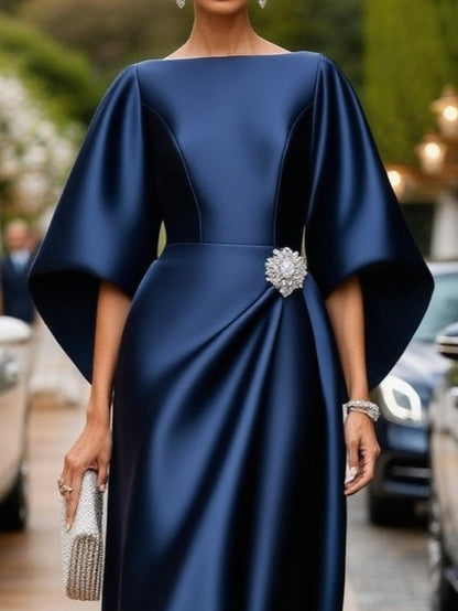 Luxe Glitter Satin Batwing Sleeve Maxi Dress